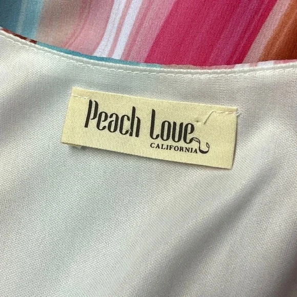 Peach Love California Romper M Multicolor Stripe‎ Surplice Neck Stretch Playful - Picture 7 of 9